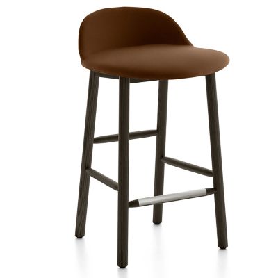 Emeco Alfi Stool, Low Back With Alfi Soft Slip Cover - Color: Grey - Size: 