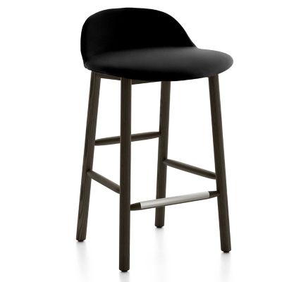 Emeco Alfi Stool, Low Back With Alfi Soft Slip Cover - Color: Grey - Size: 