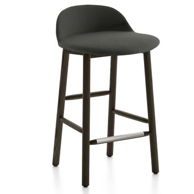 Emeco Alfi Stool, Low Back With Alfi Soft Slip Cover - Color: Brown - Size: