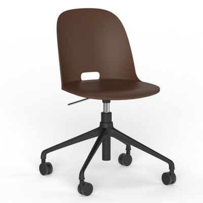 Emeco Alfi Work Swivel Chair with Casters - Color: Brown - ALFISWVH4ABKBCDB