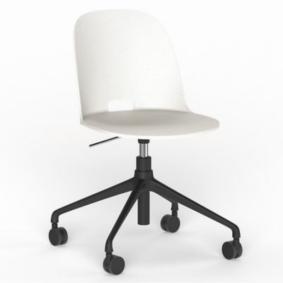 Emeco Alfi Work Swivel Chair with Casters - Color: White - ALFISWVH4ABKBCWH