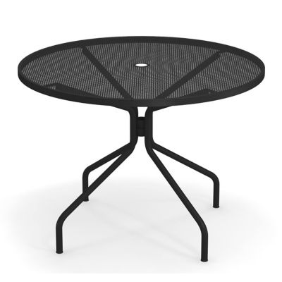 emu Cambi Outdoor Round Bistro Table with Umbrella Hole - Color: Black - Si