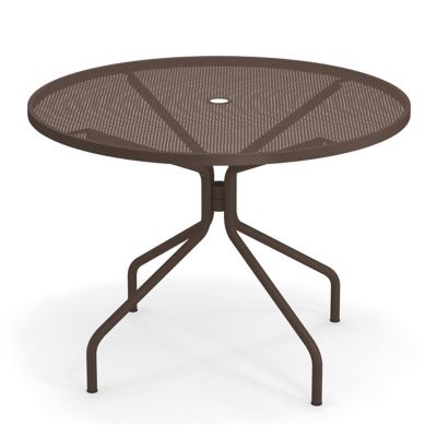 emu Cambi Outdoor Round Bistro Table with Umbrella Hole - Color: Bronze - S