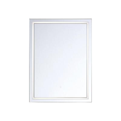 Rectangular LED Mirror with White Frame