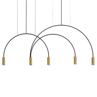 Estiluz Volta L78.1D1T LED Linear Chandelier - Color: Black - Size: 5 light