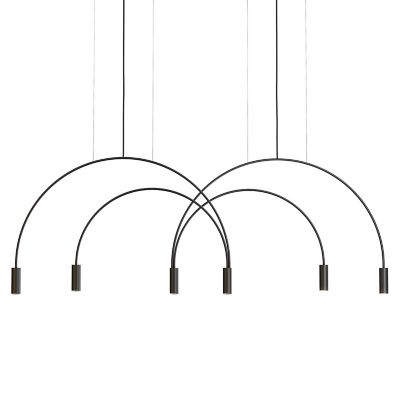 Estiluz Volta L92.2T LED Linear Chandelier - Color: Black - Size: 6 light -