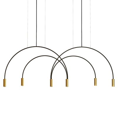 Estiluz Volta L92.2T LED Linear Chandelier - Color: Black - Size: 6 light -