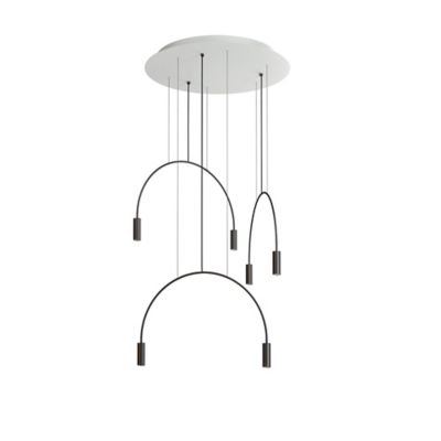 Estiluz Volta Round LED Multi-Light Pendant Light - Color: Black - Size: 6 