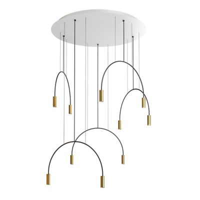 Estiluz Volta Round LED Multi-Light Pendant Light - Color: Gold - Size: 10 