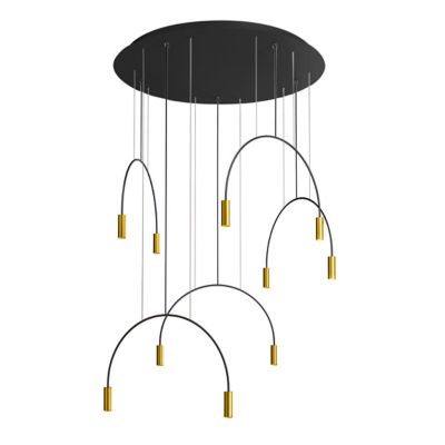 Estiluz Volta Round LED Multi-Light Pendant Light - Color: Gold - Size: 10 