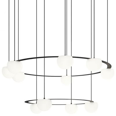 Estiluz Circ LED 2-Tier Chandelier - Color: Black - 113815263_1x038152679_1