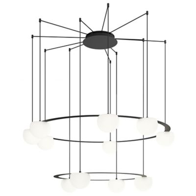 Estiluz Circ LED 2-Tier Chandelier - Color: Black - 113815263_1x038152679_1