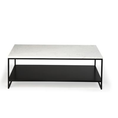 Ethnicraft Anders Stone Coffee Table - 2 Shelves - Color: White - Size: 47 