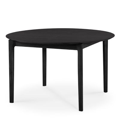 Ethnicraft Oak Bok Round Extendable Dining Table - Color: Black - 51528