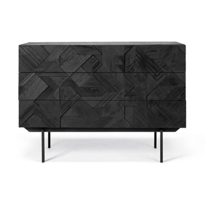 Ethnicraft Teak Graphic Chest of Drawers - 3 Drawers - Color: Black - 10063