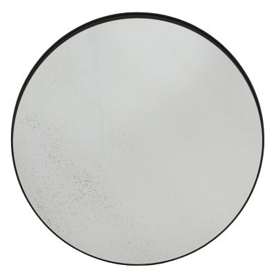 Ethnicraft Clear Light Aged Round Wall Mirror - Color: Black - Size: Large 