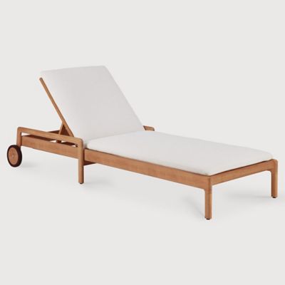 Ethnicraft Jack Outdoor Adjustable Lounger with Thin Cushion - Color: Beige