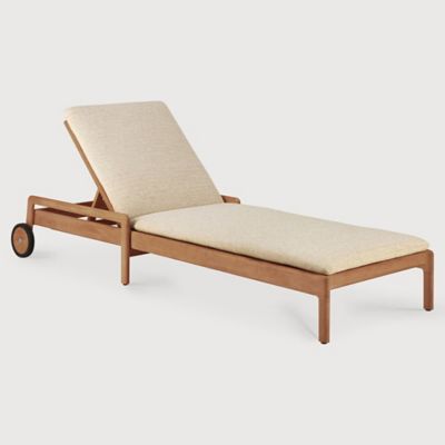 Ethnicraft Jack Outdoor Adjustable Lounger with Thin Cushion - Color: Beige