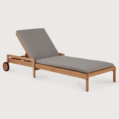 Ethnicraft Jack Outdoor Adjustable Lounger with Thin Cushion - Color: Beige