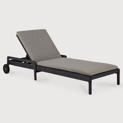 Ethnicraft Jack Outdoor Adjustable Lounger with Thin Cushion - Color: Black