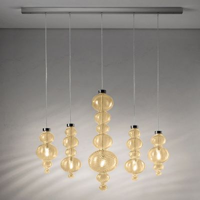 Evi Style San Marco Linear Chandelier Light - Color: Amber - Size: Medium -