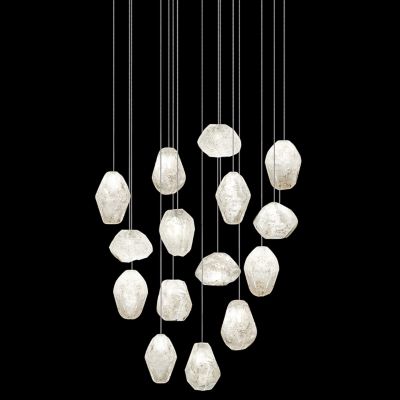 Fine Art Handcrafted Lighting Natural Inspirations Quartz Round Multi-Light Pendant Light - Color: Clear - Size: 21" - 853140-13LD