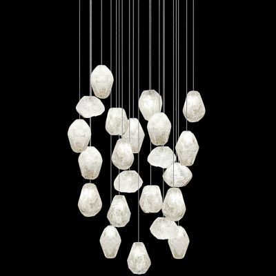Fine Art Handcrafted Lighting Natural Inspirations Quartz Round Multi-Light Pendant Light - Color: Clear - Size: 24" - 853240-13LD