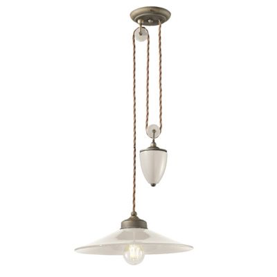 Ferroluce Retro Ceramic Weighted Pendant Light - Color: White - Size: 1 lig