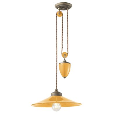 Ferroluce Retro Ceramic Weighted Pendant Light - Color: Yellow - Size: 1 li