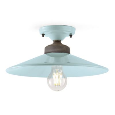 Ferroluce Retro Ceramic Semi-Flushmount Light - Color: Blue - Size: 1 light