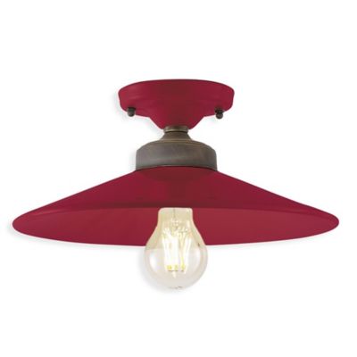 Ferroluce Retro Ceramic Semi-Flushmount Light - Color: Red - Size: 1 light 