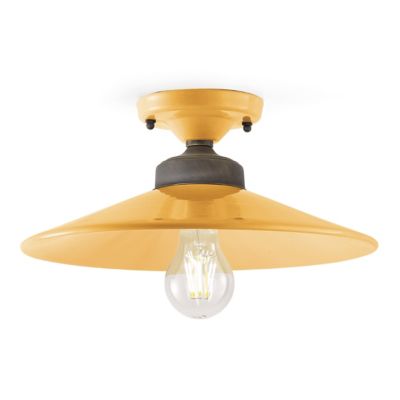 Ferroluce Retro Ceramic Semi-Flushmount Light - Color: Yellow - Size: 1 lig