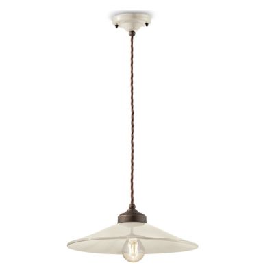 Ferroluce Retro Ceramic Pendant Light - Color: White - Size: 11.8  - C16