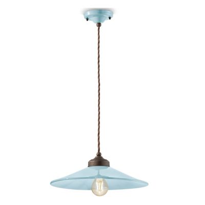 Ferroluce Retro Ceramic Pendant Light - Color: Blue - Size: 11.8  - C163