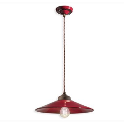 Ferroluce Retro Ceramic Pendant Light - Color: Red - Size: 11.8  - C1635