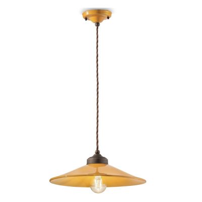 Ferroluce Retro Ceramic Pendant Light - Color: Yellow - Size: 11.8  - C1