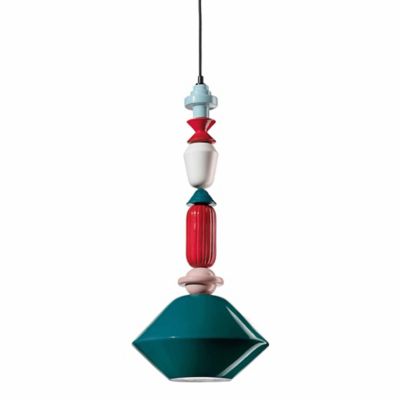 Ferroluce Lariat Jewel Pendant Light - Color: Green - Size: 27.6  - C251