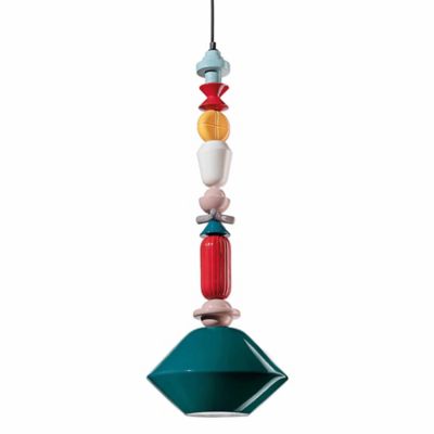 Ferroluce Lariat Jewel Pendant Light - Color: Green - Size: 34.3  - C251