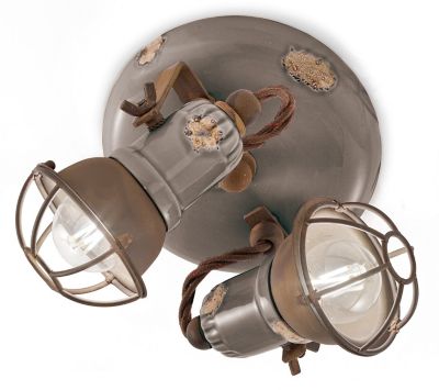 Ferroluce Loft Semi-Flushmount Light - Color: Grey - Size: 2 light - C1678/