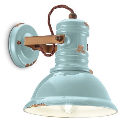 Ferroluce Industrial Bracket Wall Sconce - Color: Blue - Size: 1 light - C1