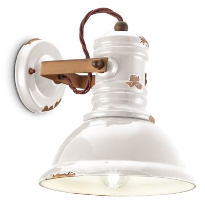 Ferroluce Industrial Bracket Wall Sconce - Color: White - Size: 1 light - C