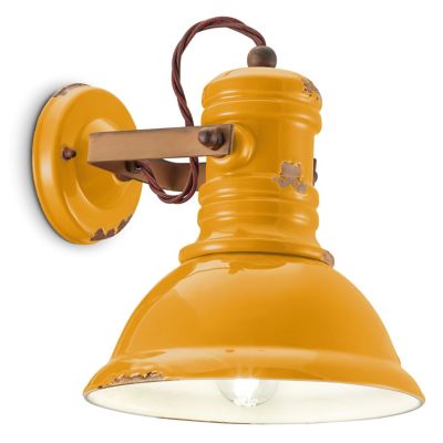 Ferroluce Industrial Bracket Wall Sconce - Color: Yellow - Size: 1 light - 