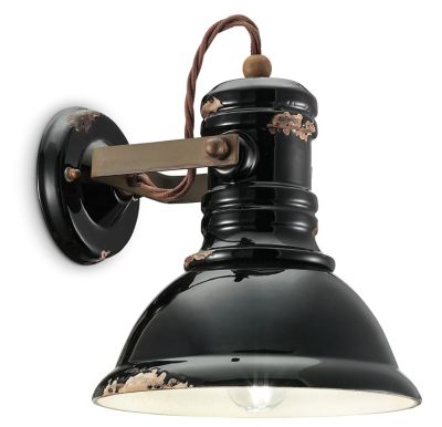 Ferroluce Industrial Bracket Wall Sconce - Color: Black - Size: 1 light - C