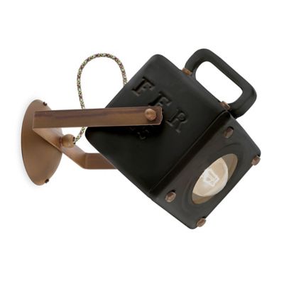 Ferroluce Retro Industrial Spotlight Wall Sconce - Color: Black - Size: 1 l