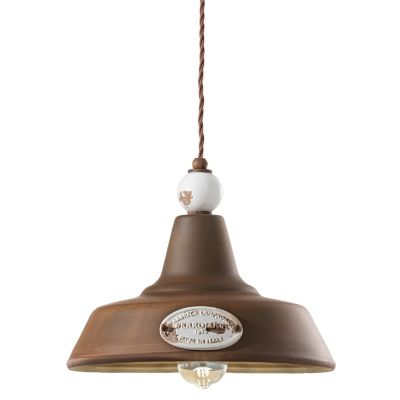 Ferroluce Vintage Grunge Bell Pendant Light - Color: Brown - Size: 1 light 