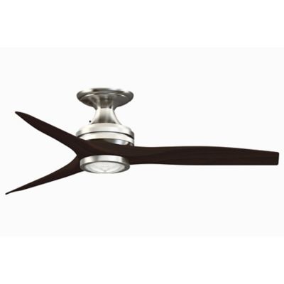 Spitfire Flushmount Indoor/Outdoor LED Ceiling Fan - Color: Silver - Number of Blades: 3 - Blade Color: Dark Walnut - Fanimation FP6721BBN-48DWA-LK-F