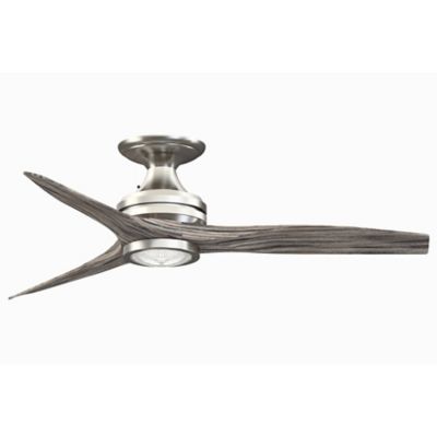 Spitfire Flushmount Indoor/Outdoor LED Ceiling Fan - Silver - Number of Blades: 3 - Blade Color: Weathered Wood - Fanimation FP6721BBN-48WE-LK-F