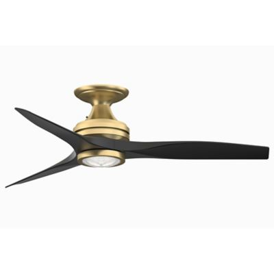 Spitfire Flushmount Indoor/Outdoor LED Ceiling Fan - Color: Brass - Number of Blades: 3 - Blade Color: Black - Fanimation FP6721BBS-48BL-LK-F