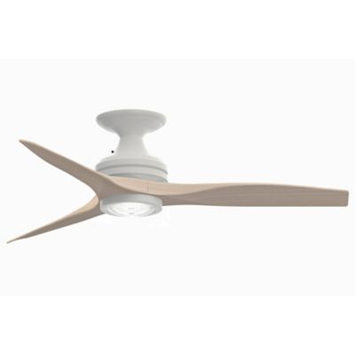 Spitfire Flushmount Indoor/Outdoor LED Ceiling Fan - Color: White - Number of Blades: 3 - Blade Color: White Washed - Fanimation FP6721BMW-48WW-LK-F