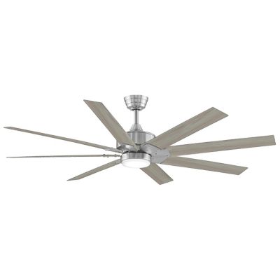 Fanimation Levon DC Ceiling Fan - Color: Nickel - Blade Color: Washed Pine 